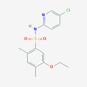 molecular formula C15H17ClN2O3S B345550 N-(5-chloropyridin-2-yl)-5-ethoxy-2,4-dimethylbenzenesulfonamide CAS No. 898654-10-9