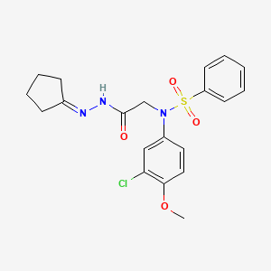 molecular formula C20H22ClN3O4S B3455596 N-(3-CHLORO-4-METHOXYPHENYL)-N-[(N'-CYCLOPENTYLIDENEHYDRAZINECARBONYL)METHYL]BENZENESULFONAMIDE 