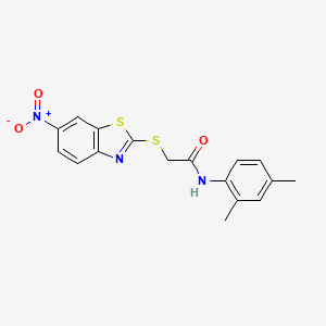molecular formula C17H15N3O3S2 B3455692 N-(2,4-dimethylphenyl)-2-[(6-nitro-1,3-benzothiazol-2-yl)sulfanyl]acetamide 