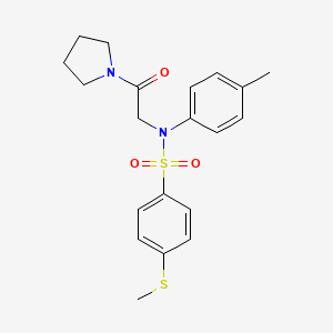 molecular formula C20H24N2O3S2 B3455924 N-(4-METHYLPHENYL)-4-(METHYLSULFANYL)-N-[2-OXO-2-(PYRROLIDIN-1-YL)ETHYL]BENZENE-1-SULFONAMIDE 