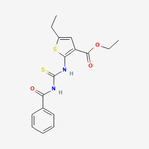 molecular formula C17H18N2O3S2 B3456084 ETHYL 2-{[(BENZOYLAMINO)CARBOTHIOYL]AMINO}-5-ETHYL-3-THIOPHENECARBOXYLATE 