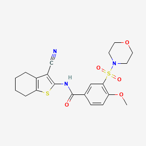 molecular formula C21H23N3O5S2 B3456201 N-(3-CYANO-4,5,6,7-TETRAHYDRO-1-BENZOTHIOPHEN-2-YL)-4-METHOXY-3-(MORPHOLINE-4-SULFONYL)BENZAMIDE 