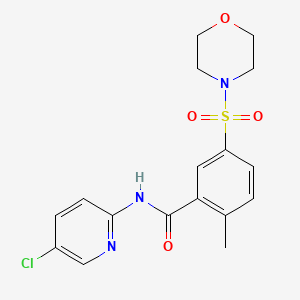 molecular formula C17H18ClN3O4S B3456276 N-(5-chloropyridin-2-yl)-2-methyl-5-morpholin-4-ylsulfonylbenzamide 