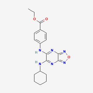 molecular formula C19H22N6O3 B3456326 Ethyl 4-[[6-(cyclohexylamino)-[1,2,5]oxadiazolo[3,4-b]pyrazin-5-yl]amino]benzoate 