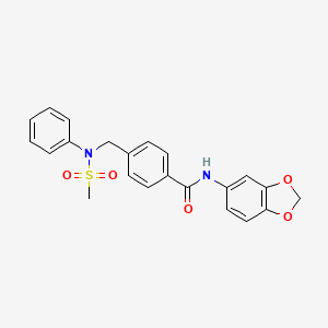 molecular formula C22H20N2O5S B3456512 N-(1,3-benzodioxol-5-yl)-4-{[(methylsulfonyl)(phenyl)amino]methyl}benzamide 