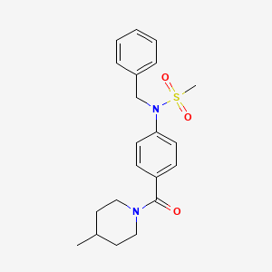 molecular formula C21H26N2O3S B3456587 N-benzyl-N-{4-[(4-methyl-1-piperidinyl)carbonyl]phenyl}methanesulfonamide 