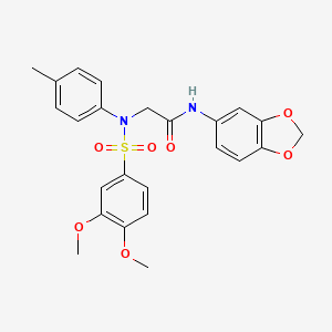molecular formula C24H24N2O7S B3456686 N-(2H-1,3-BENZODIOXOL-5-YL)-2-[N-(4-METHYLPHENYL)3,4-DIMETHOXYBENZENESULFONAMIDO]ACETAMIDE 