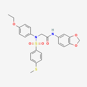 molecular formula C24H24N2O6S2 B3456705 N-(2H-1,3-BENZODIOXOL-5-YL)-2-[N-(4-ETHOXYPHENYL)4-(METHYLSULFANYL)BENZENESULFONAMIDO]ACETAMIDE 