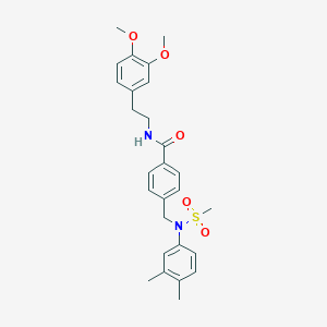 molecular formula C27H32N2O5S B3456832 N-[2-(3,4-DIMETHOXYPHENYL)ETHYL]-4-{[N-(3,4-DIMETHYLPHENYL)METHANESULFONAMIDO]METHYL}BENZAMIDE 