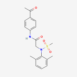 molecular formula C19H22N2O4S B3456947 N-(4-ACETYLPHENYL)-2-[N-(2,6-DIMETHYLPHENYL)METHANESULFONAMIDO]ACETAMIDE 