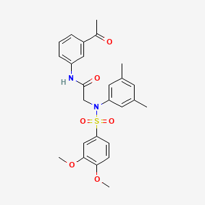 molecular formula C26H28N2O6S B3457200 N~1~-(3-acetylphenyl)-N~2~-[(3,4-dimethoxyphenyl)sulfonyl]-N~2~-(3,5-dimethylphenyl)glycinamide 