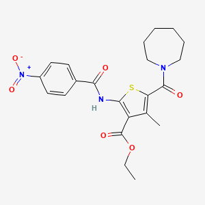 molecular formula C22H25N3O6S B3457488 ETHYL 5-(AZEPANE-1-CARBONYL)-4-METHYL-2-(4-NITROBENZAMIDO)THIOPHENE-3-CARBOXYLATE 