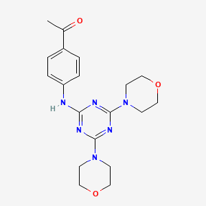 molecular formula C19H24N6O3 B3457552 1-(4-{[4,6-BIS(MORPHOLIN-4-YL)-1,3,5-TRIAZIN-2-YL]AMINO}PHENYL)ETHAN-1-ONE 