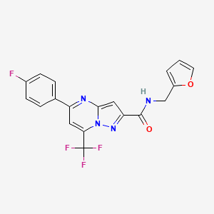 molecular formula C19H12F4N4O2 B3457598 5-(4-fluorophenyl)-N-(furan-2-ylmethyl)-7-(trifluoromethyl)pyrazolo[1,5-a]pyrimidine-2-carboxamide 