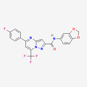 molecular formula C21H12F4N4O3 B3457606 N-(1,3-benzodioxol-5-yl)-5-(4-fluorophenyl)-7-(trifluoromethyl)pyrazolo[1,5-a]pyrimidine-2-carboxamide 