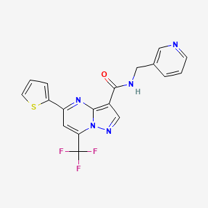 molecular formula C18H12F3N5OS B3457683 N-(pyridin-3-ylmethyl)-5-thiophen-2-yl-7-(trifluoromethyl)pyrazolo[1,5-a]pyrimidine-3-carboxamide 