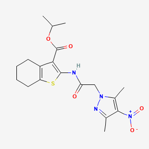 molecular formula C19H24N4O5S B3457716 propan-2-yl 2-[2-(3,5-dimethyl-4-nitro-1H-pyrazol-1-yl)acetamido]-4,5,6,7-tetrahydro-1-benzothiophene-3-carboxylate 