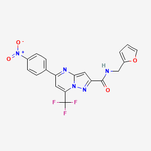 molecular formula C19H12F3N5O4 B3457747 N-(furan-2-ylmethyl)-5-(4-nitrophenyl)-7-(trifluoromethyl)pyrazolo[1,5-a]pyrimidine-2-carboxamide 