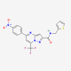 molecular formula C19H12F3N5O3S B3457775 5-(4-NITROPHENYL)-N-[(THIOPHEN-2-YL)METHYL]-7-(TRIFLUOROMETHYL)PYRAZOLO[1,5-A]PYRIMIDINE-2-CARBOXAMIDE 