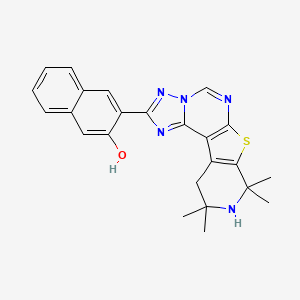 molecular formula C24H23N5OS B3457906 3-(12,12,14,14-tetramethyl-10-thia-3,5,6,8,13-pentazatetracyclo[7.7.0.02,6.011,16]hexadeca-1(9),2,4,7,11(16)-pentaen-4-yl)naphthalen-2-ol 