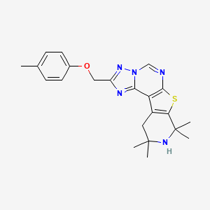 molecular formula C22H25N5OS B3457934 12,12,14,14-tetramethyl-4-[(4-methylphenoxy)methyl]-10-thia-3,5,6,8,13-pentazatetracyclo[7.7.0.02,6.011,16]hexadeca-1(9),2,4,7,11(16)-pentaene 