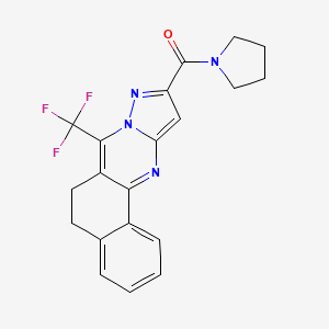molecular formula C20H17F3N4O B3458457 Pyrrolidin-1-yl[7-(trifluoromethyl)-5,6-dihydrobenzo[h]pyrazolo[5,1-b]quinazolin-10-yl]methanone 