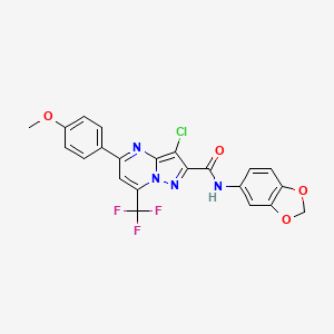 molecular formula C22H14ClF3N4O4 B3458598 N-(1,3-benzodioxol-5-yl)-3-chloro-5-(4-methoxyphenyl)-7-(trifluoromethyl)pyrazolo[1,5-a]pyrimidine-2-carboxamide 