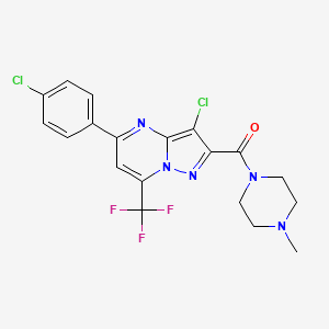 molecular formula C19H16Cl2F3N5O B3458628 [3-Chloro-5-(4-chlorophenyl)-7-(trifluoromethyl)pyrazolo[1,5-a]pyrimidin-2-yl](4-methylpiperazin-1-yl)methanone 