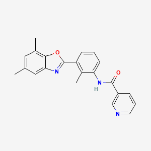 molecular formula C22H19N3O2 B3458751 N-[3-(5,7-dimethyl-1,3-benzoxazol-2-yl)-2-methylphenyl]pyridine-3-carboxamide 