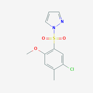 molecular formula C11H11ClN2O3S B345888 1-[(5-chloro-2-methoxy-4-methylphenyl)sulfonyl]-1H-pyrazole CAS No. 957032-24-5