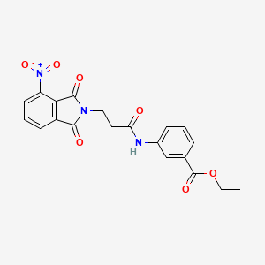 molecular formula C20H17N3O7 B3458974 Ethyl 3-[3-(4-nitro-1,3-dioxoisoindol-2-yl)propanoylamino]benzoate 