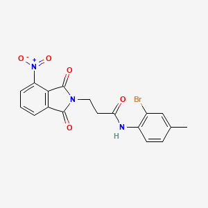 molecular formula C18H14BrN3O5 B3458998 N-(2-BROMO-4-METHYLPHENYL)-3-(4-NITRO-1,3-DIOXO-2,3-DIHYDRO-1H-ISOINDOL-2-YL)PROPANAMIDE 