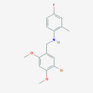 molecular formula C16H17BrFNO2 B3459103 N-(5-BROMO-2,4-DIMETHOXYBENZYL)-N-(4-FLUORO-2-METHYLPHENYL)AMINE 
