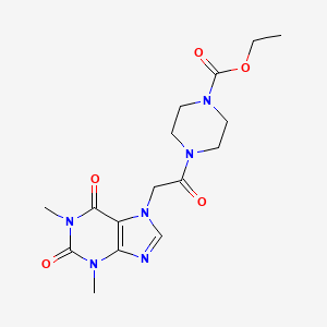 molecular formula C16H22N6O5 B3459296 ethyl 4-[(1,3-dimethyl-2,6-dioxo-1,2,3,6-tetrahydro-7H-purin-7-yl)acetyl]piperazine-1-carboxylate 
