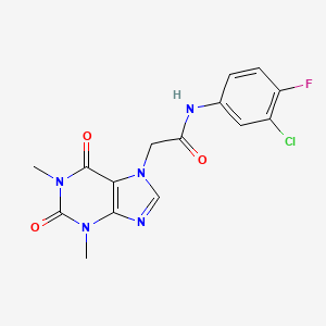 molecular formula C15H13ClFN5O3 B3459335 N-(3-chloro-4-fluorophenyl)-2-(1,3-dimethyl-2,6-dioxo-1,2,3,6-tetrahydro-7H-purin-7-yl)acetamide 
