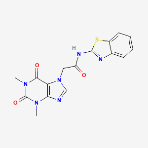 molecular formula C16H14N6O3S B3459348 N-(1,3-BENZOTHIAZOL-2-YL)-2-(1,3-DIMETHYL-2,6-DIOXO-2,3,6,7-TETRAHYDRO-1H-PURIN-7-YL)ACETAMIDE 