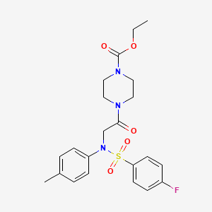 molecular formula C22H26FN3O5S B3459620 ETHYL 4-{2-[N-(4-METHYLPHENYL)4-FLUOROBENZENESULFONAMIDO]ACETYL}PIPERAZINE-1-CARBOXYLATE 