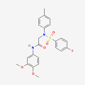 molecular formula C23H23FN2O5S B3459624 N-(3,4-dimethoxyphenyl)-2-(N-(4-fluorophenyl)sulfonyl-4-methylanilino)acetamide 