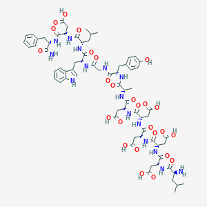 molecular formula C70H91N15O26 B034597 Minigastrin, des-trp(1)-asp(5)-leu(12)- CAS No. 101212-63-9