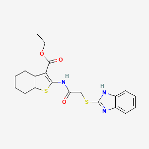 molecular formula C20H21N3O3S2 B3459724 Ethyl 2-(2-((1H-benzo[d]imidazol-2-yl)thio)acetamido)-4,5,6,7-tetrahydrobenzo[b]thiophene-3-carboxylate CAS No. 5914-49-8