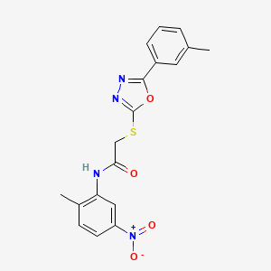 molecular formula C18H16N4O4S B3459726 N-(2-methyl-5-nitrophenyl)-2-{[5-(3-methylphenyl)-1,3,4-oxadiazol-2-yl]sulfanyl}acetamide 