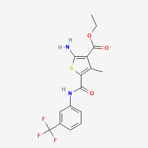 molecular formula C16H15F3N2O3S B3459738 Ethyl 2-amino-4-methyl-5-{[3-(trifluoromethyl)phenyl]carbamoyl}thiophene-3-carboxylate 