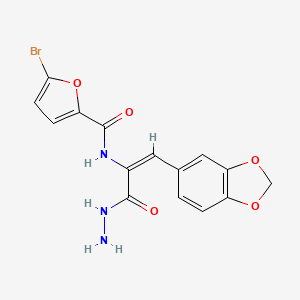 molecular formula C15H12BrN3O5 B3459872 N-[2-(1,3-benzodioxol-5-yl)-1-(hydrazinocarbonyl)vinyl]-5-bromo-2-furamide 