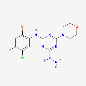 molecular formula C14H17BrClN7O B3459902 N-(2-bromo-5-chloro-4-methylphenyl)-4-hydrazinyl-6-morpholin-4-yl-1,3,5-triazin-2-amine 