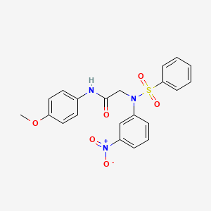 molecular formula C21H19N3O6S B3459917 N-(4-METHOXYPHENYL)-2-[N-(3-NITROPHENYL)BENZENESULFONAMIDO]ACETAMIDE CAS No. 5719-79-9