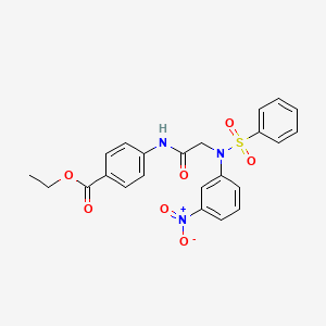 molecular formula C23H21N3O7S B3459920 ethyl 4-{[N-(3-nitrophenyl)-N-(phenylsulfonyl)glycyl]amino}benzoate 