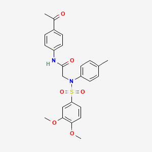 molecular formula C25H26N2O6S B3459978 N~1~-(4-acetylphenyl)-N~2~-[(3,4-dimethoxyphenyl)sulfonyl]-N~2~-(4-methylphenyl)glycinamide 