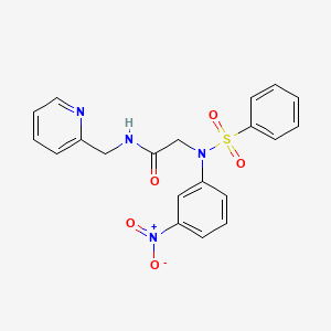 molecular formula C20H18N4O5S B3460004 2-[N-(benzenesulfonyl)-3-nitroanilino]-N-(pyridin-2-ylmethyl)acetamide 