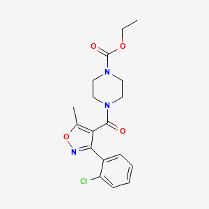 molecular formula C18H20ClN3O4 B3460196 ETHYL 4-{[3-(2-CHLOROPHENYL)-5-METHYL-4-ISOXAZOLYL]CARBONYL}TETRAHYDRO-1(2H)-PYRAZINECARBOXYLATE 