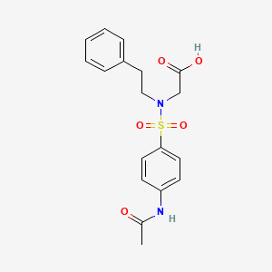 molecular formula C18H20N2O5S B3460349 N-{[4-(acetylamino)phenyl]sulfonyl}-N-(2-phenylethyl)glycine CAS No. 5969-85-7